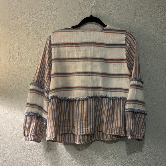 Striped Tassel Tie Women's Top - Picture 3 of 4